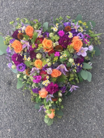 Funeral Flowers Mixed Closed Compact Heart From £65