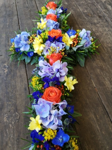 Funeral Flowers Bright Cross From £75