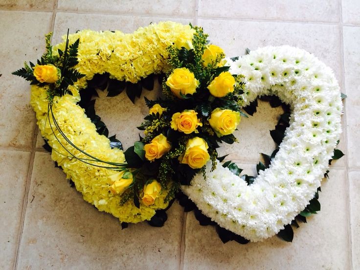 Funeral Flowers Yellow Double Open Heart £150