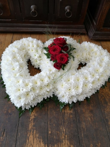 Funeral Flowers White Double Open Heart £150