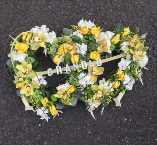 Funeral Flowers Double Open Heart £150