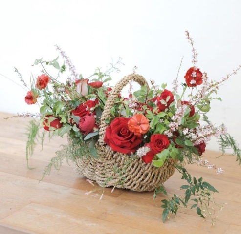 Funeral Flowers Red Seasonal Basket £50