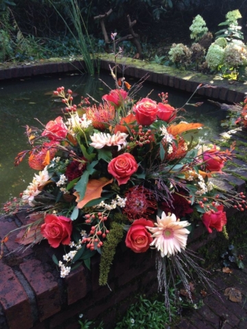 Funeral Flowers Red Seasonal Posie From £45