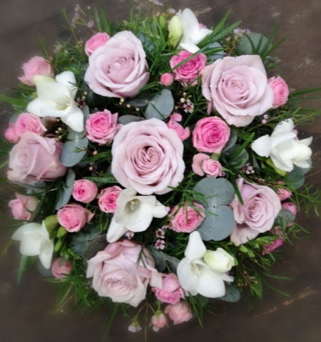 Funeral Flowers Pink Seasonal Posie From £45