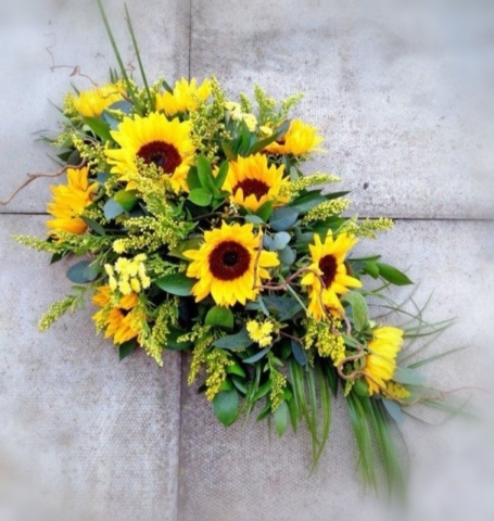 Funeral Flowers Yellow Single Ended Coffin Spray From £50