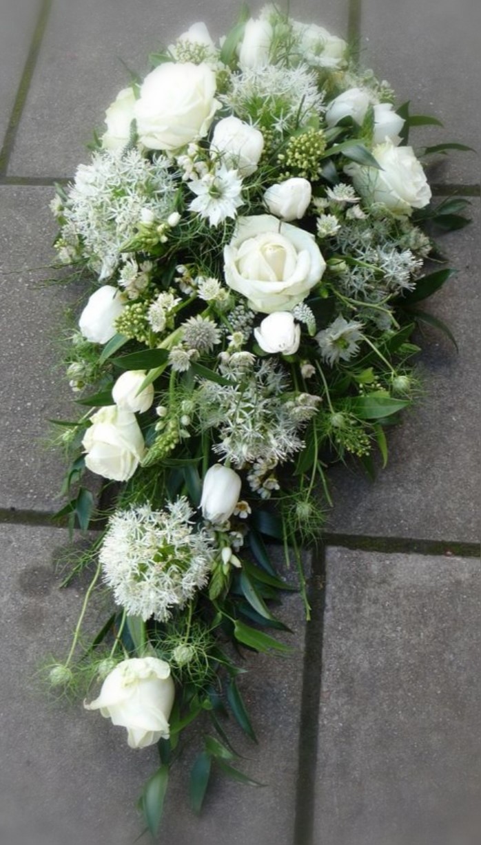 Funeral Flowers White Single Ended Coffin Spray From £50