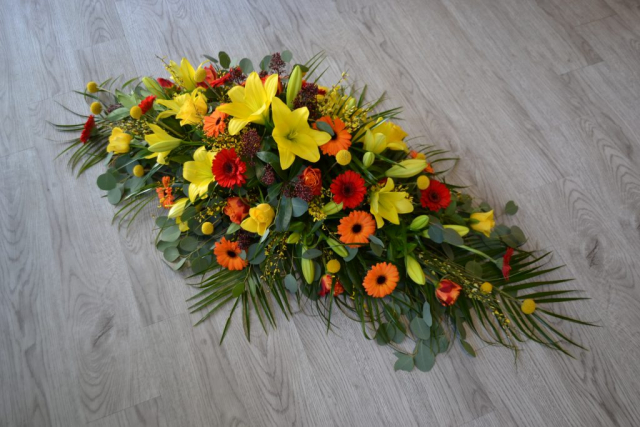 Funeral Flowers Orange Tied Sheaf From £50