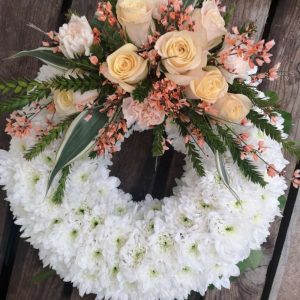 Based Wreath With Spray Funeral Flowers