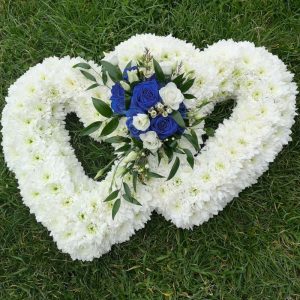 Double Open Based Heart Funeral Flowers