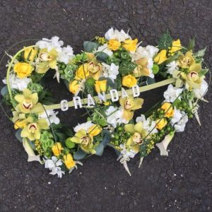 Double Open Mixed Heart Funeral Flowers