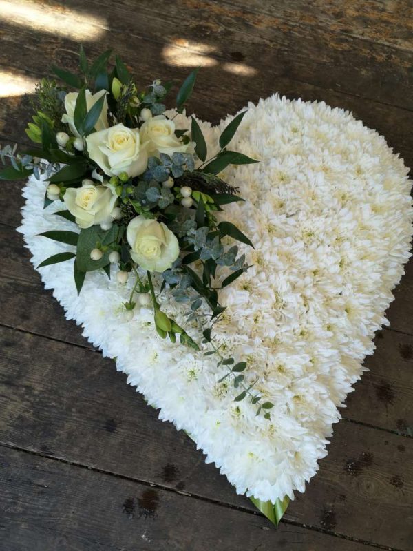 Funeral Flowers - Solid Based Heart With Spray